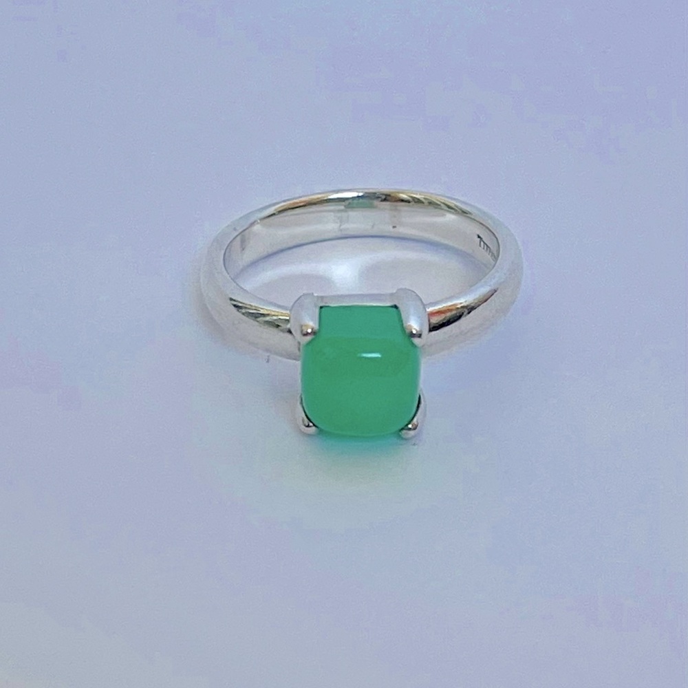 Paloma Picasso Tiffany & Co Sterling Silver Sugar Stacks Ring Chrysoprase 6